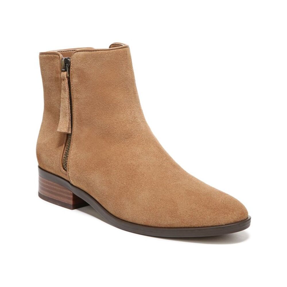 NATURALIZER Womens Beige Robyn Almond Toe Stacked Heel Leather Booties 6 M